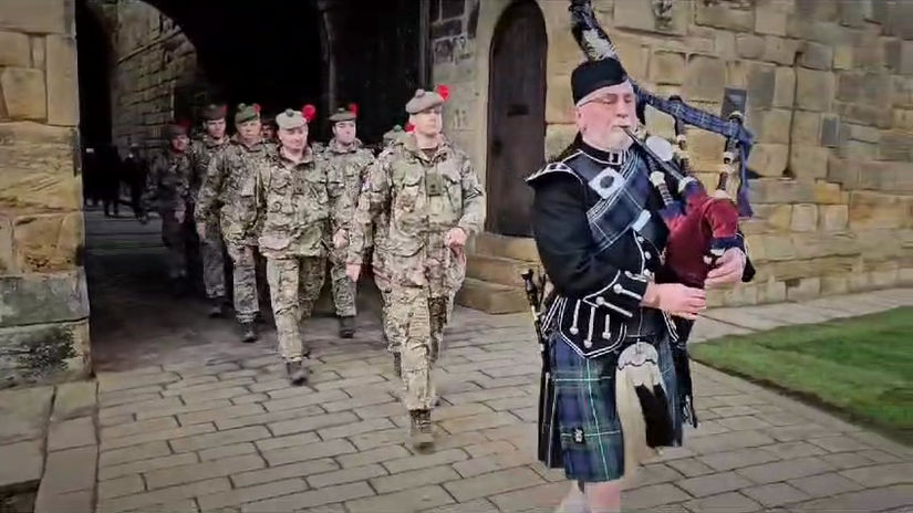 Piping troops in at Alnwick Castle